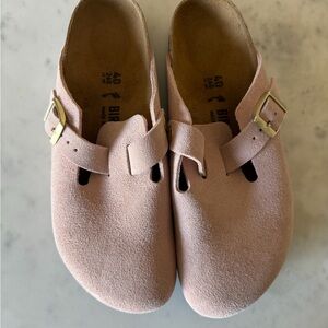 Birkenstock Boston Light Pink Suede Leather Clog